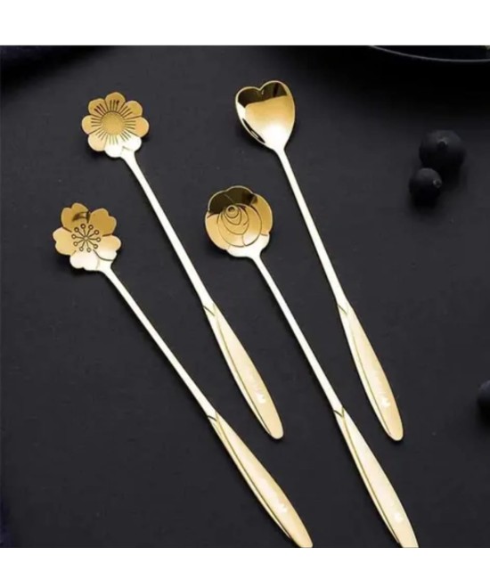 Golden Flower spoon set of 4