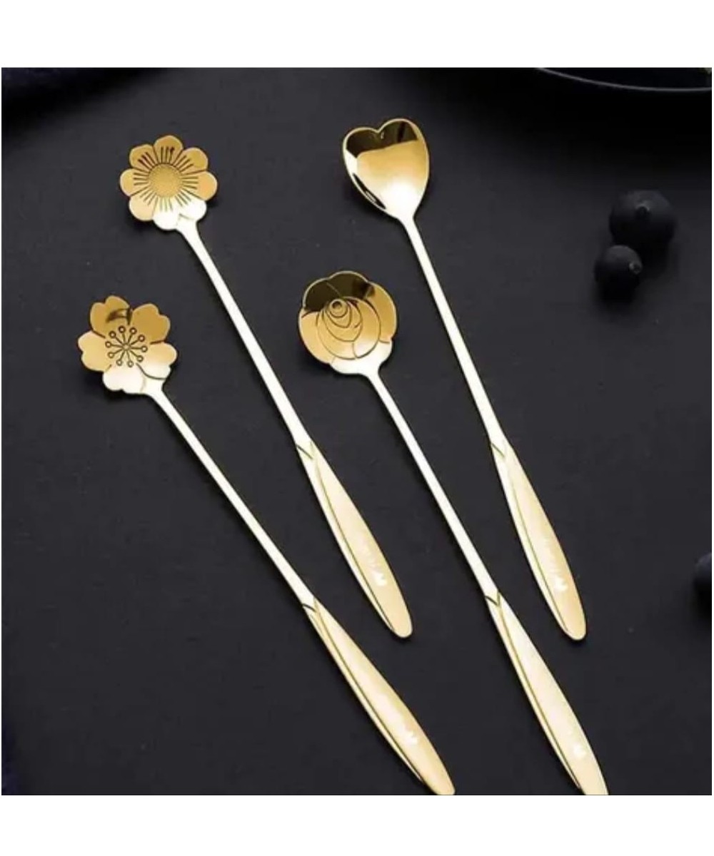 Golden Flower spoon set of 4