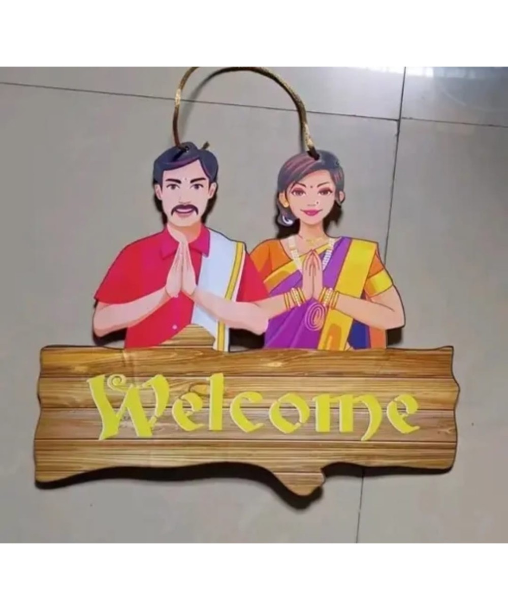 Nitya Trends Stylish Welcome Wooden Wall Hanging