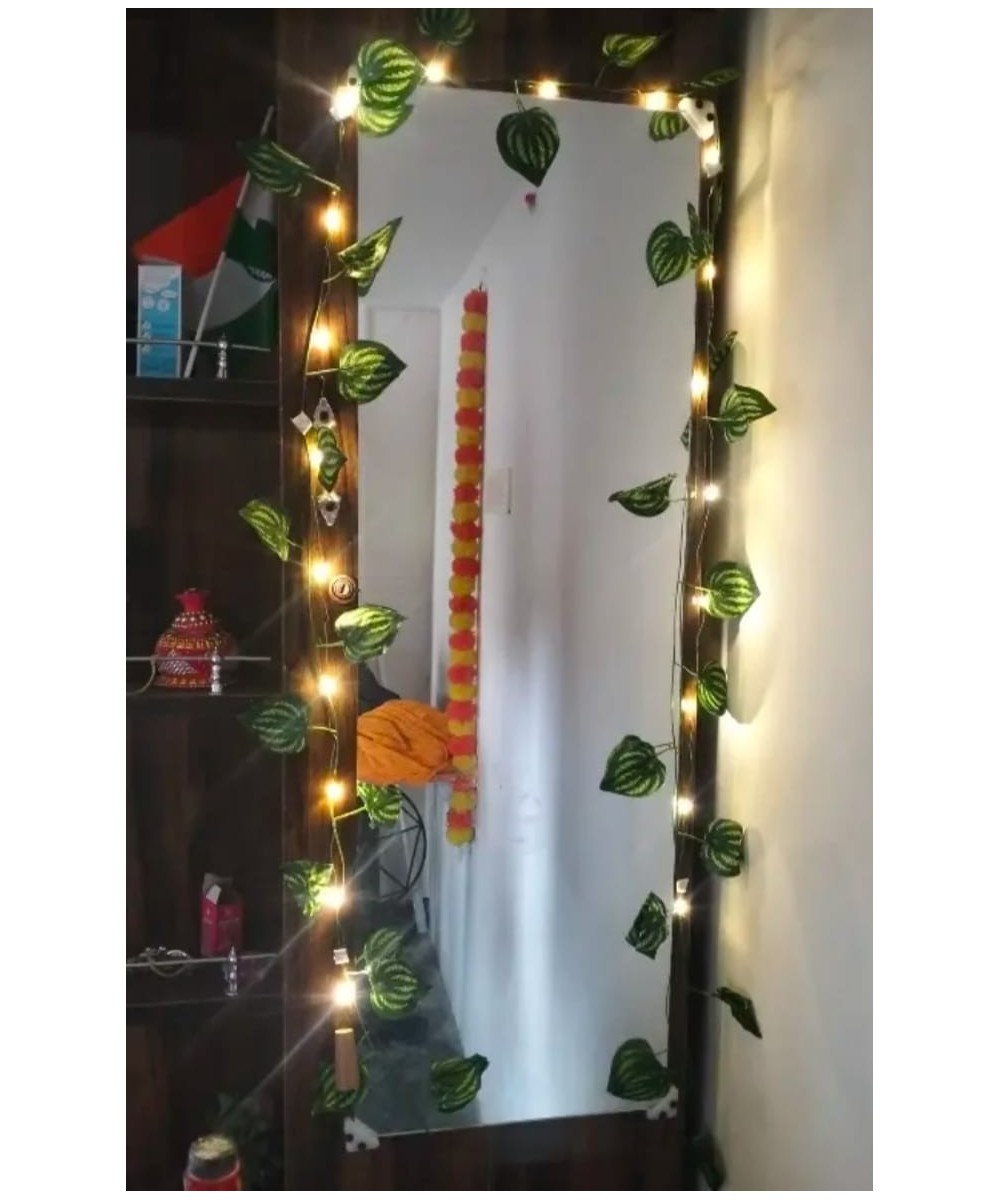 6-Foot Money Plant Vine with String Lights for Home, and Party Décor Artificial Plant (213 cm, Green)