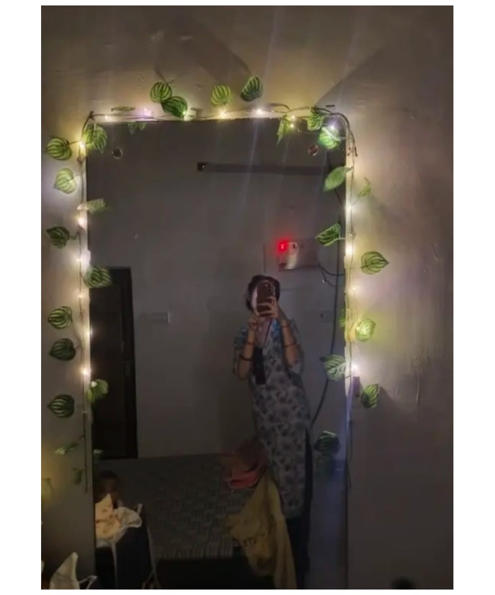 6-Foot Money Plant Vine with String Lights for Home, and Party Décor Artificial Plant (213 cm, Green)